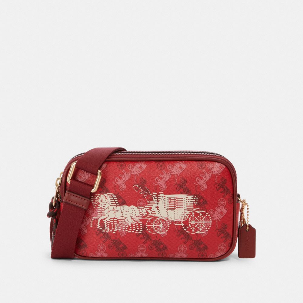 CROSSBODY POUCH WITH HORSE AND CARRIAGE PRINT - F84639 - IM/BRIGHT RED/CHERRY MULTI