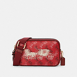 COACH F84639 Crossbody Pouch With Horse And Carriage Print IM/BRIGHT RED/CHERRY MULTI