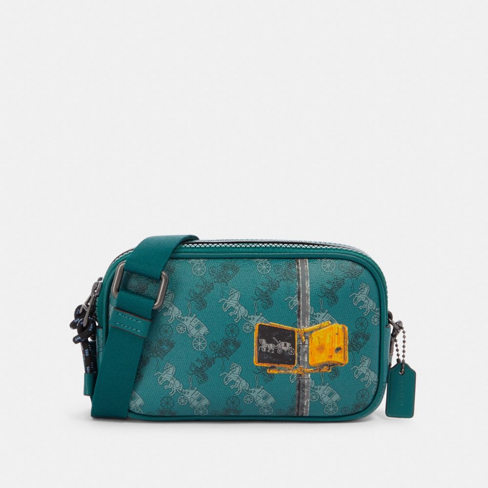 CROSSBODY POUCH WITH HORSE AND CARRIAGE PRINT - QB/VIRIDIAN SAGE MULTI - COACH F84639