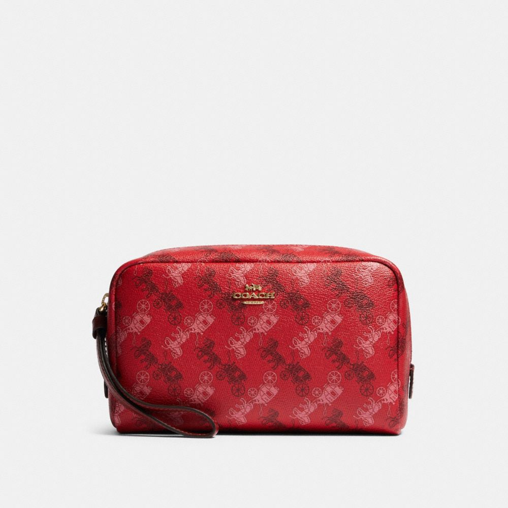 BOXY COSMETIC CASE WITH HORSE AND CARRIAGE PRINT - IM/BRIGHT RED/CHERRY MULTI - COACH F84642