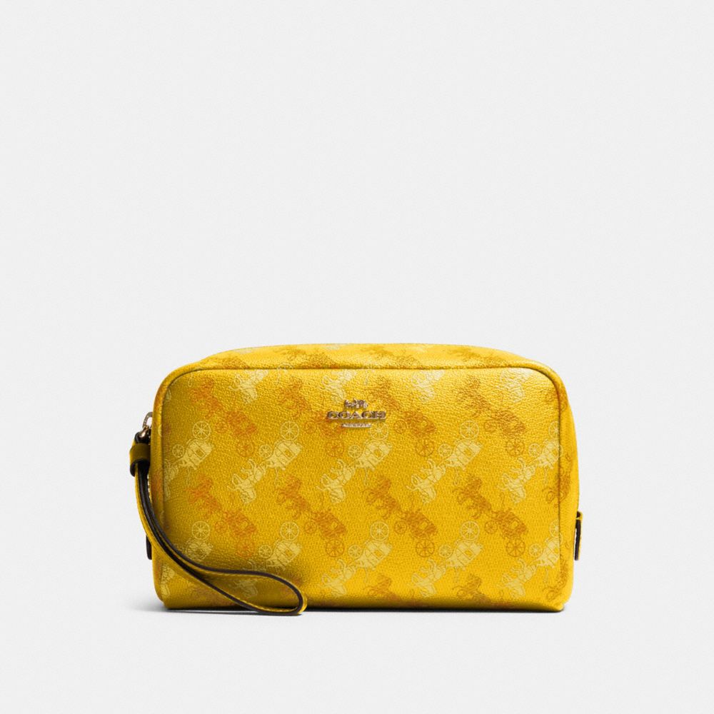 COACH F84642 BOXY COSMETIC CASE WITH HORSE AND CARRIAGE PRINT SV/YELLOW-MULTI