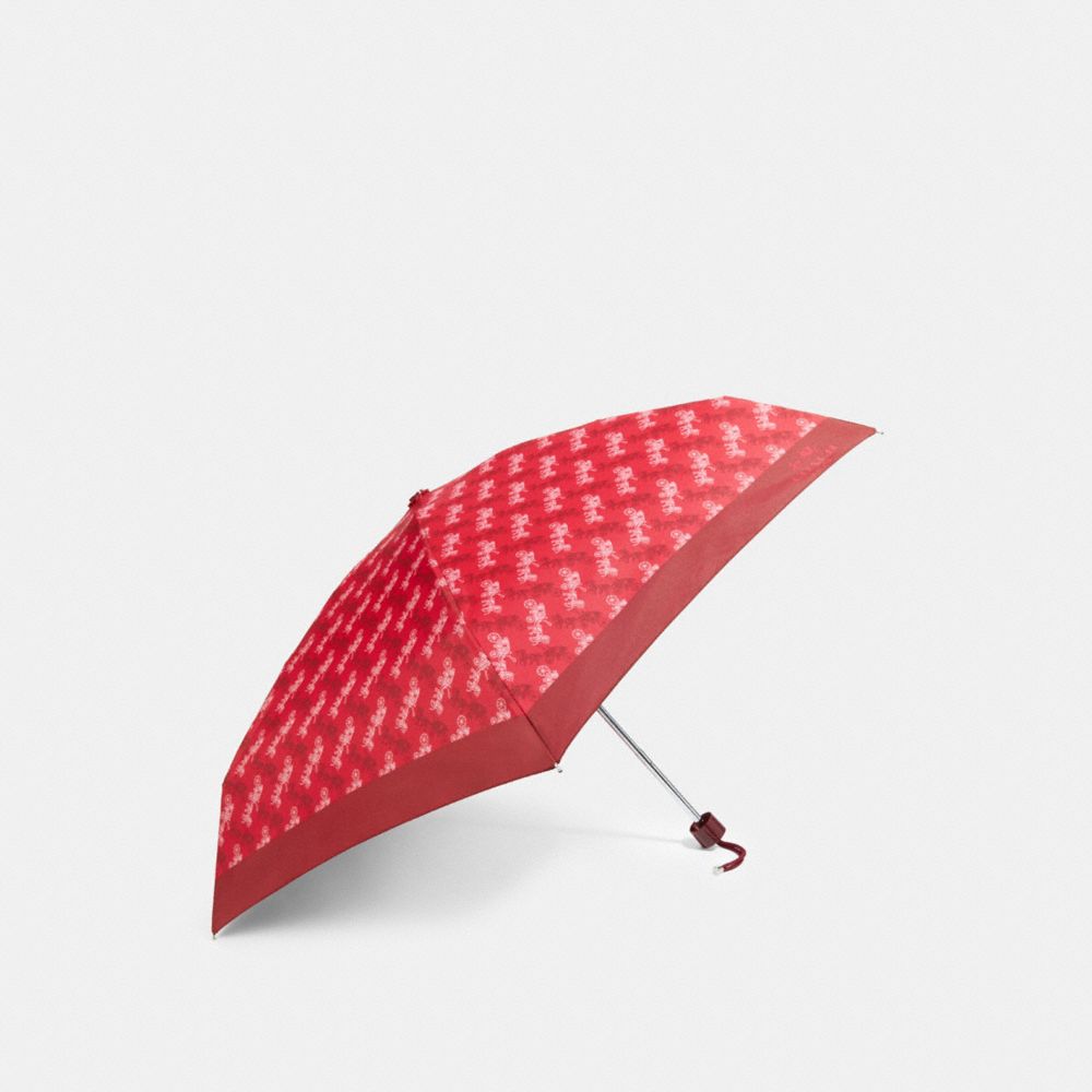 COACH F84671 Mini Umbrella With Horse And Carriage Print BRIGHT RED/CHERRY