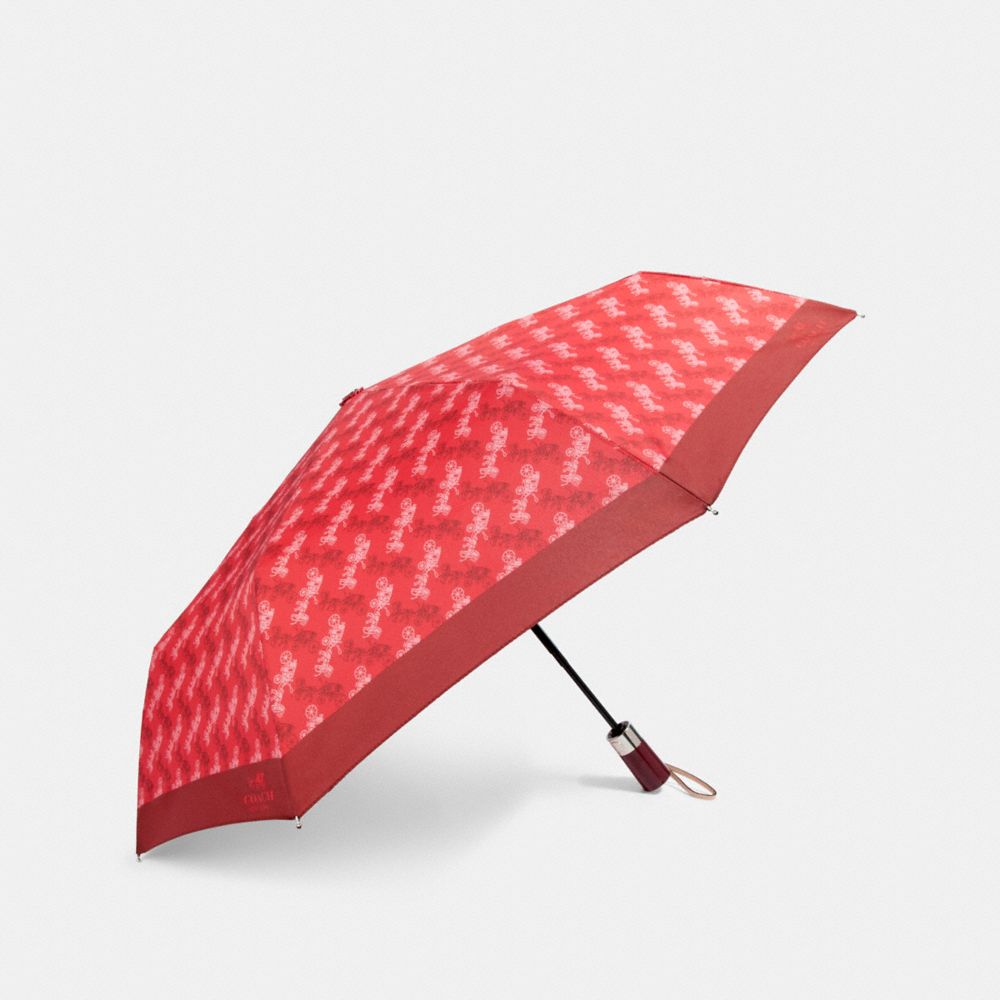 UMBRELLA WITH HORSE AND CARRIAGE PRINT - F84672 - BRIGHT RED/CHERRY