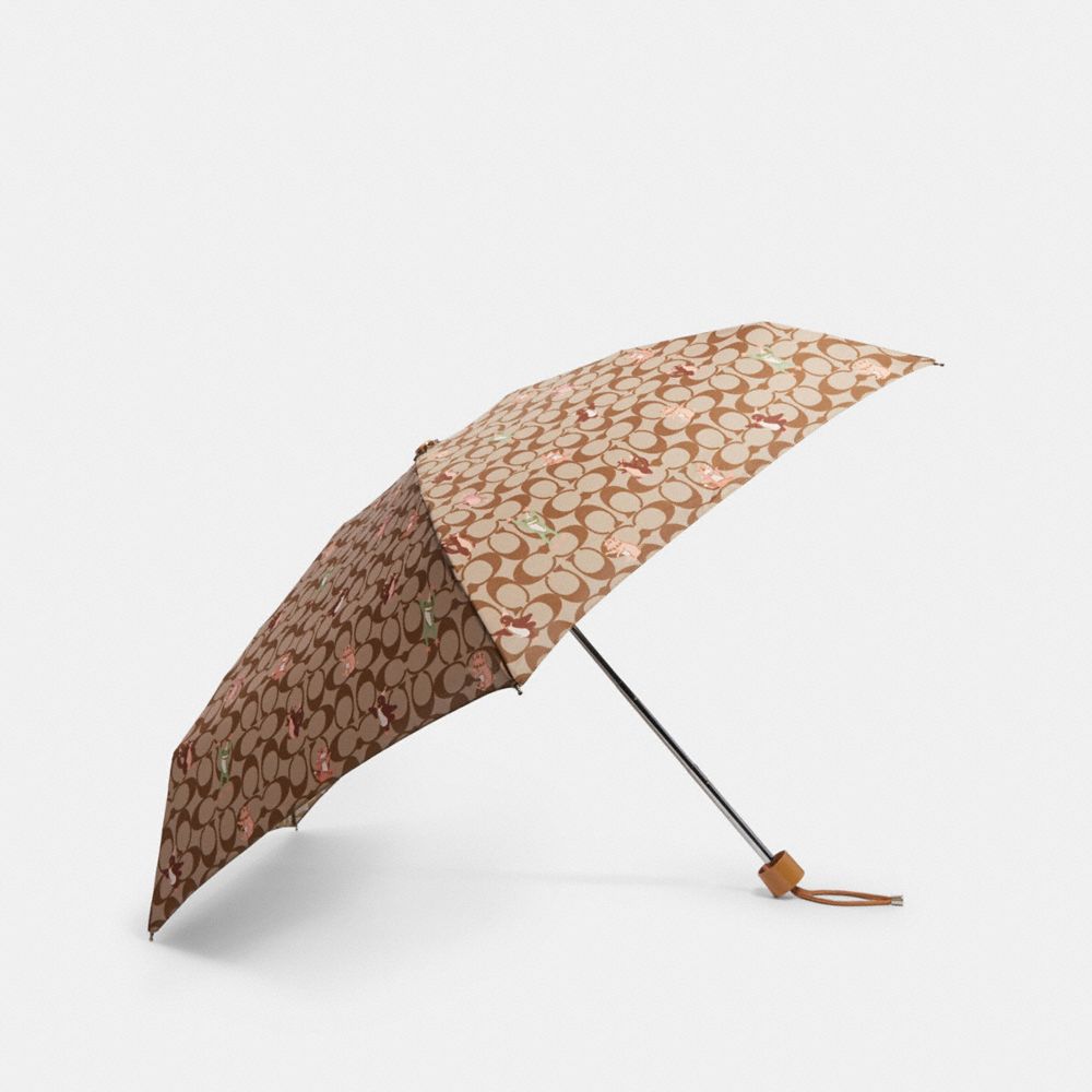 MINI UMBRELLA IN SIGNATURE PARTY ANIMALS PRINT - F84674 - KHAKI/PINK