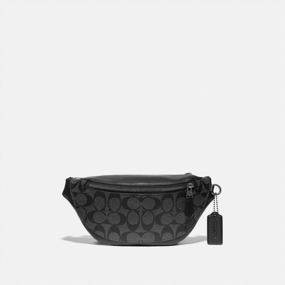 COACH F84711 Warren Mini Belt Bag In Signature Canvas QB/CHARCOAL/BLACK