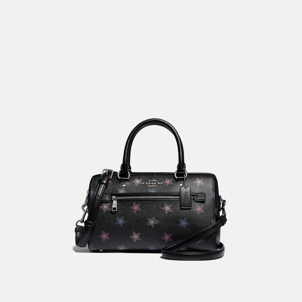 COACH F84722 Rowan Satchel With Dot Star Print SV/BLACK MULTI