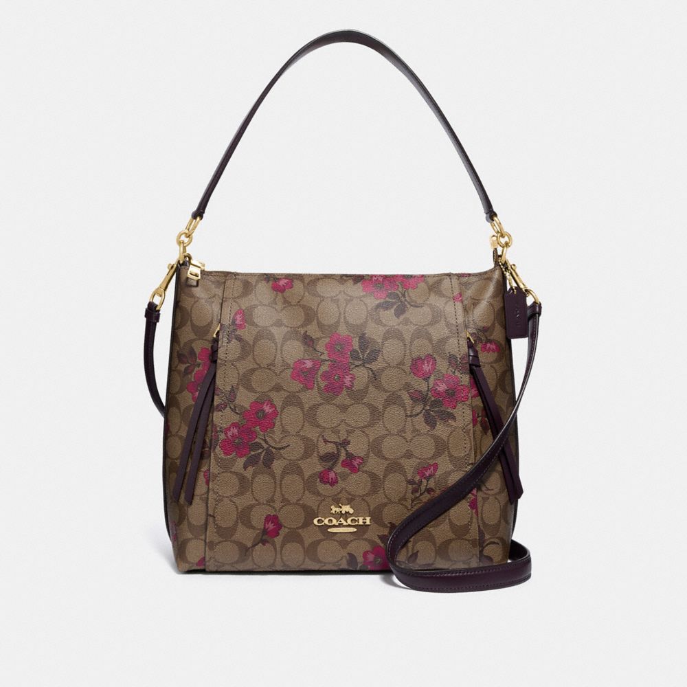 COACH F84729 MARLON HOBO IN SIGNATURE CANVAS WITH VICTORIAN FLORAL PRINT IM/KHAKI-BERRY-MULTI