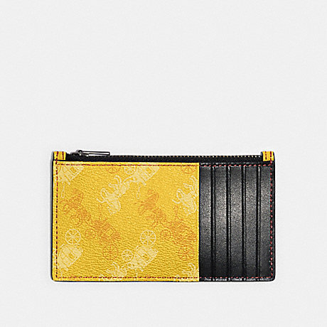 COACH F84740 ZIP CARD CASE WITH HORSE AND CARRIAGE PRINT QB/YELLOW