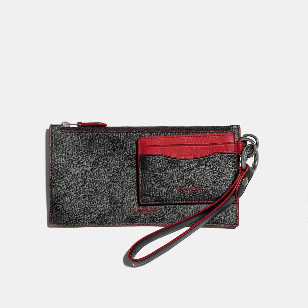 COACH F84741QBPKG SLG TRIO IN SIGNATURE CANVAS QB/CHARCOAL SPORT RED