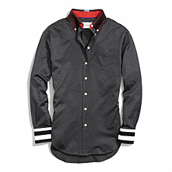 COACH F84780 Cotton Jersey Stripe Cuff Boy Shirt CHARCOAL