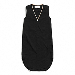 COACH F84815 Woven Slouchy Summer V-neck Dress BLACK/VACHETTA