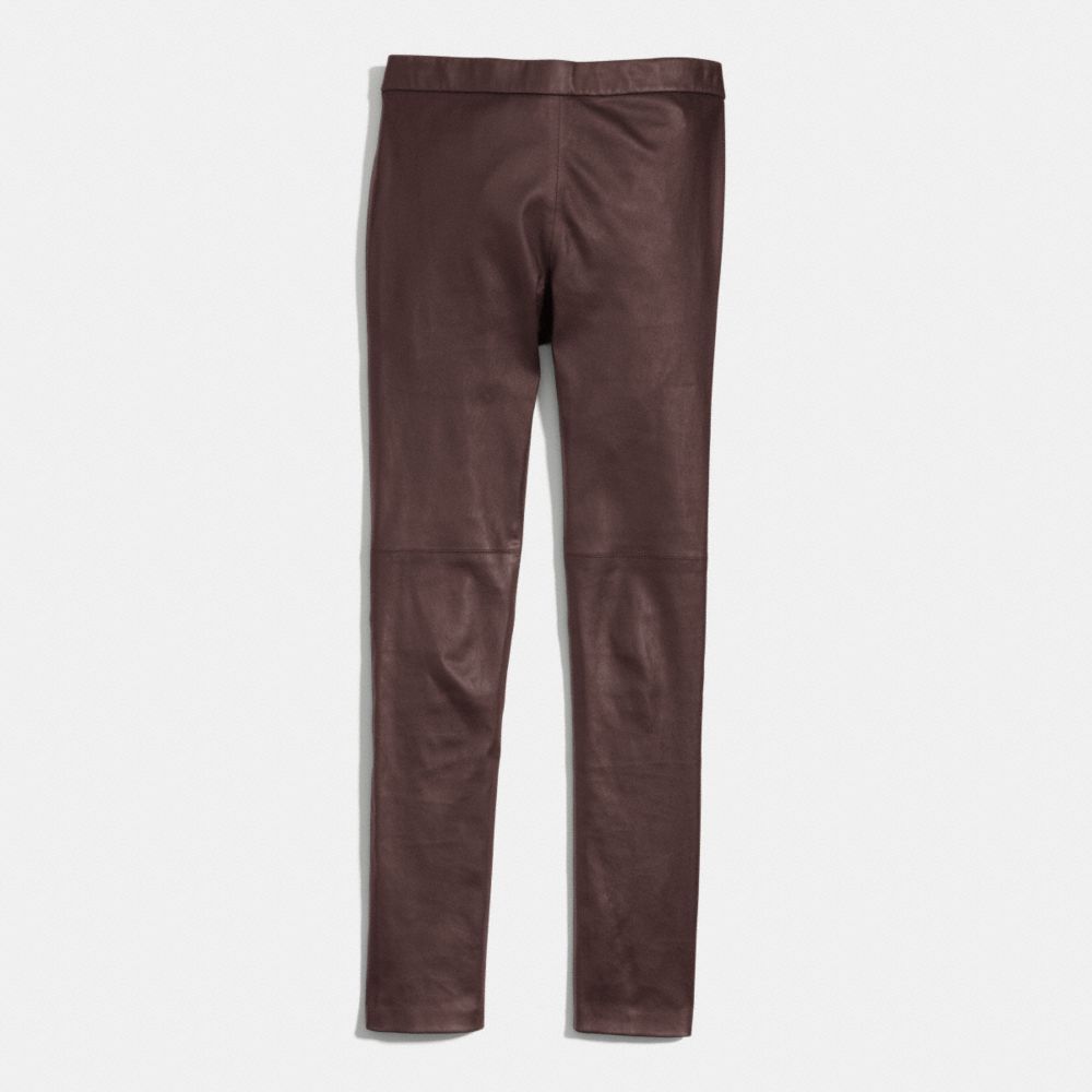 COACH LEATHER STRETCH PENCIL PANT - BRICK - f84823