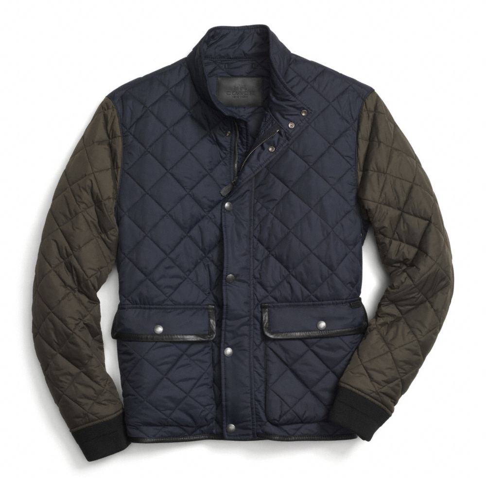 COACH F84851 Quilted Jacket NAVY/OLIVE
