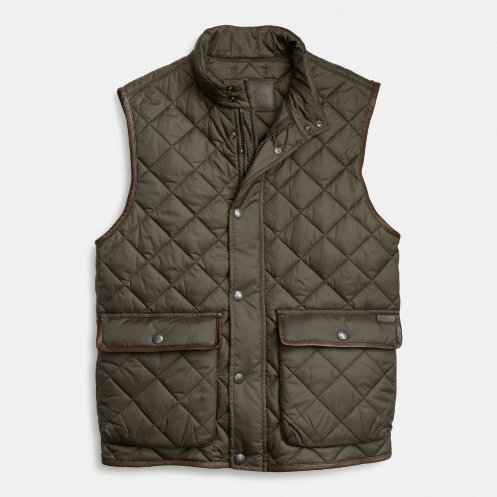 QUILTED HACKING VEST - OLIVE - COACH F84856