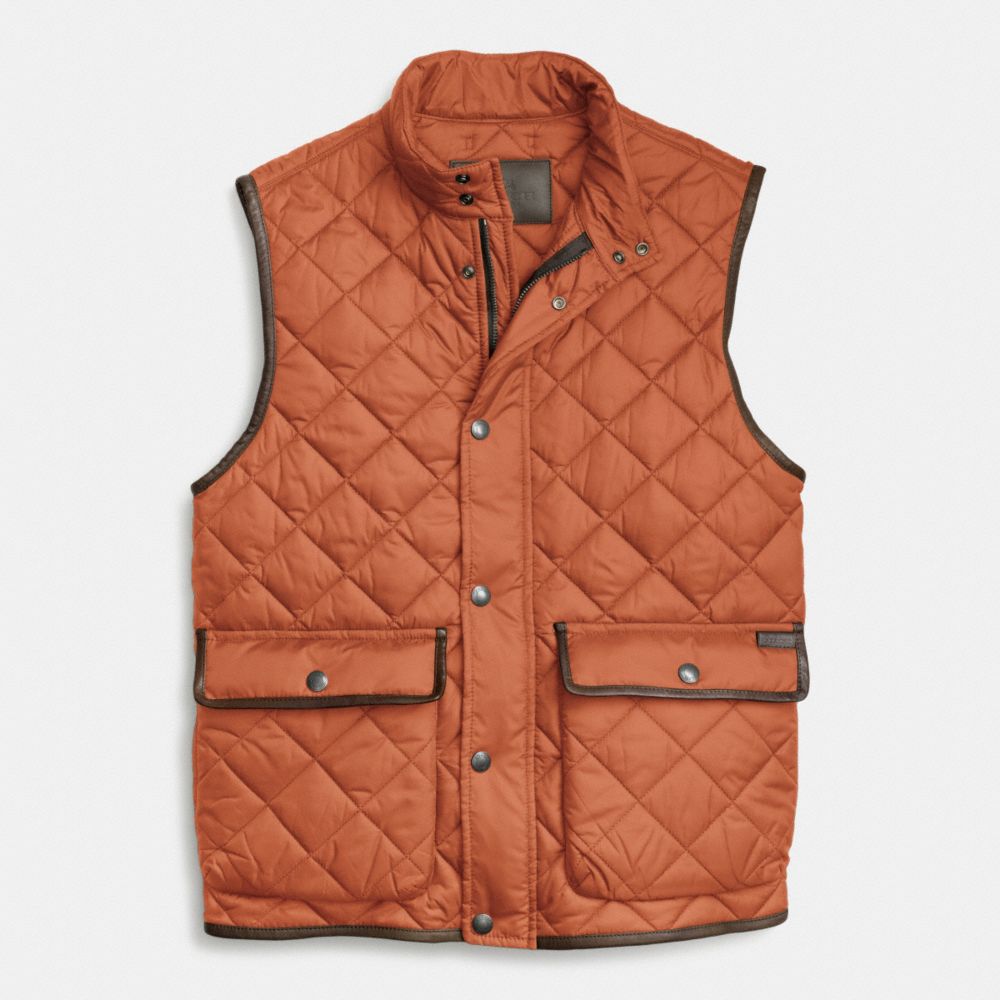 COACH QUILTED HACKING VEST - ORANGE - f84856