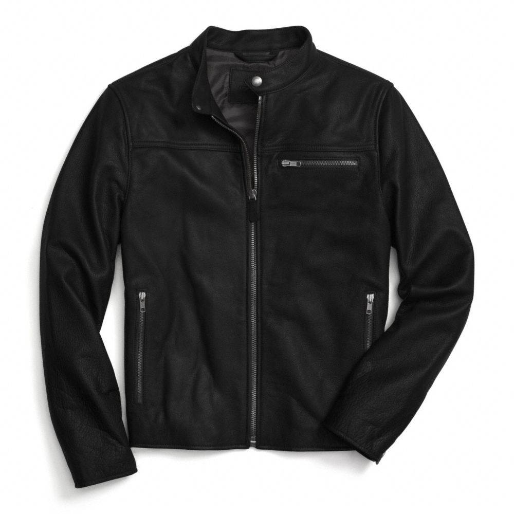 LEATHER RACER JACKET - f84861 - BLACK