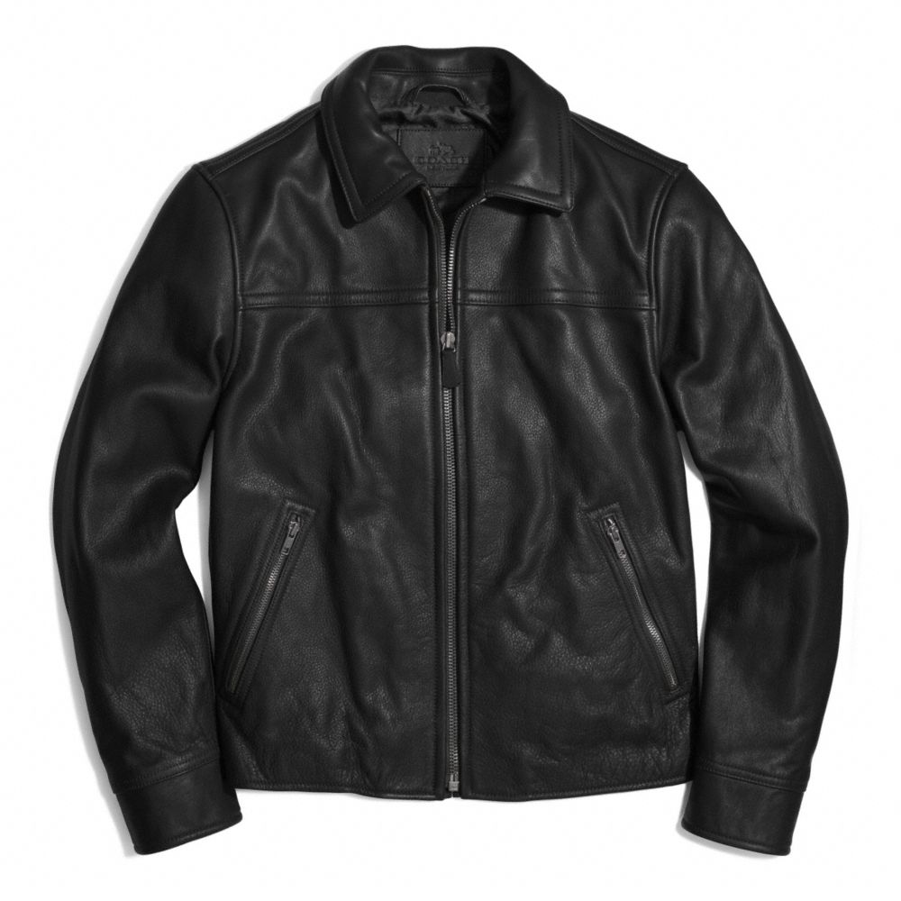 YEAR ROUND LEATHER BOMBER JACKET - f84971 - BLACK