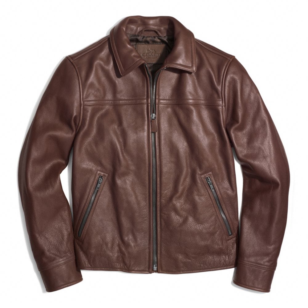 YEAR ROUND LEATHER BOMBER JACKET - f84971 - DARK BROWN