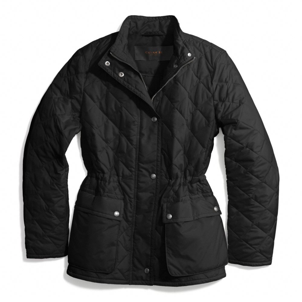 DIAMOND QUILTED HACKING JACKET - BLACK - COACH F84993