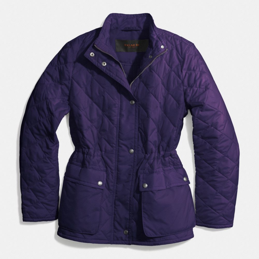 DIAMOND QUILTED HACKING JACKET - BLACK VIOLET - COACH F84993