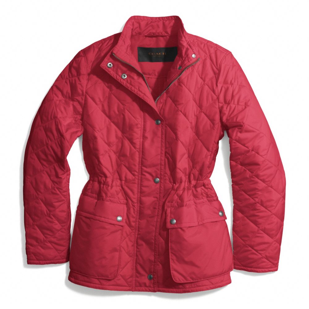 DIAMOND QUILTED HACKING JACKET - LOGANBERRY - COACH F84993