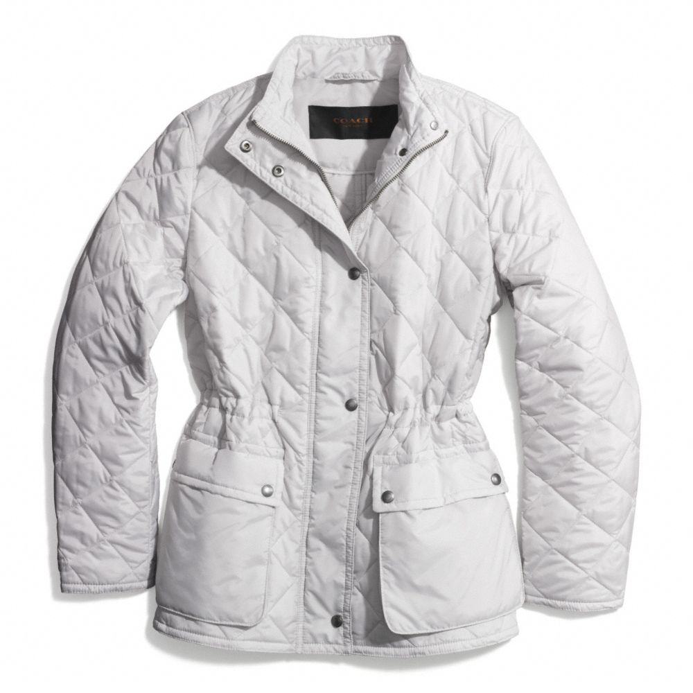 DIAMOND QUILTED HACKING JACKET - OYSTER - COACH F84993