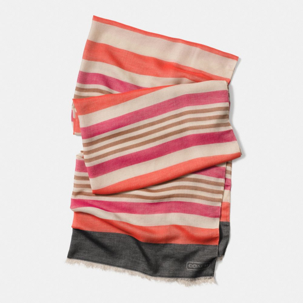 COACH f85005 HADLEY MULTI STRIPE 30X80 SCARF PINK MULTICOLOR