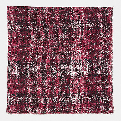 COACH PRINTED TWEED OVERSIZED SQUARE SCARF - BORDEAUX - f85020