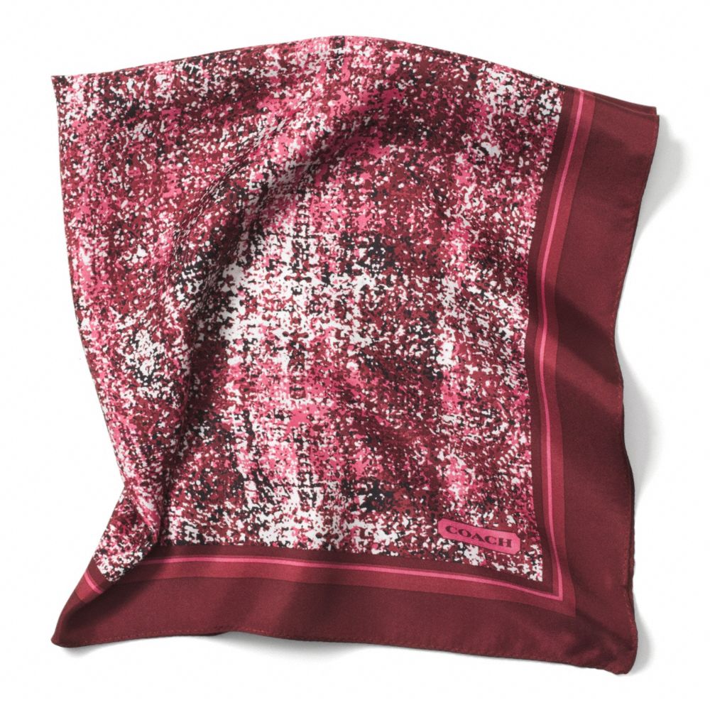 COACH F85022 PRINTED TWEED 27X27 SCARF -BORDEAUX