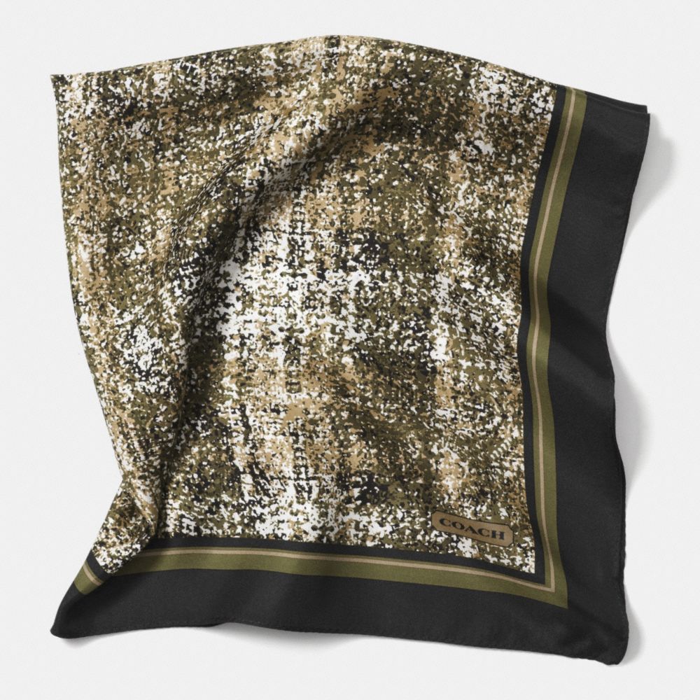 COACH PRINTED TWEED 27X27 SCARF - OLIVE - f85022