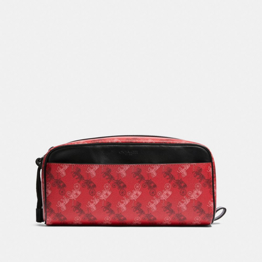 COACH F85038 Dopp Kit With Horse And Carriage Print QB/BRIGHT RED