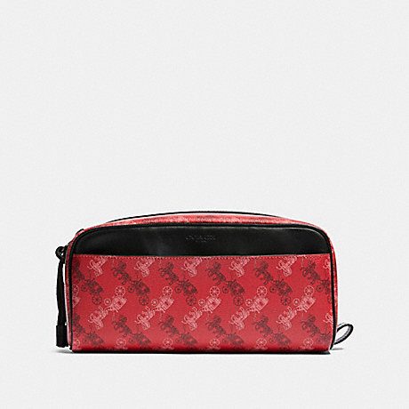 COACH DOPP KIT WITH HORSE AND CARRIAGE PRINT - QB/BRIGHT RED - F85038