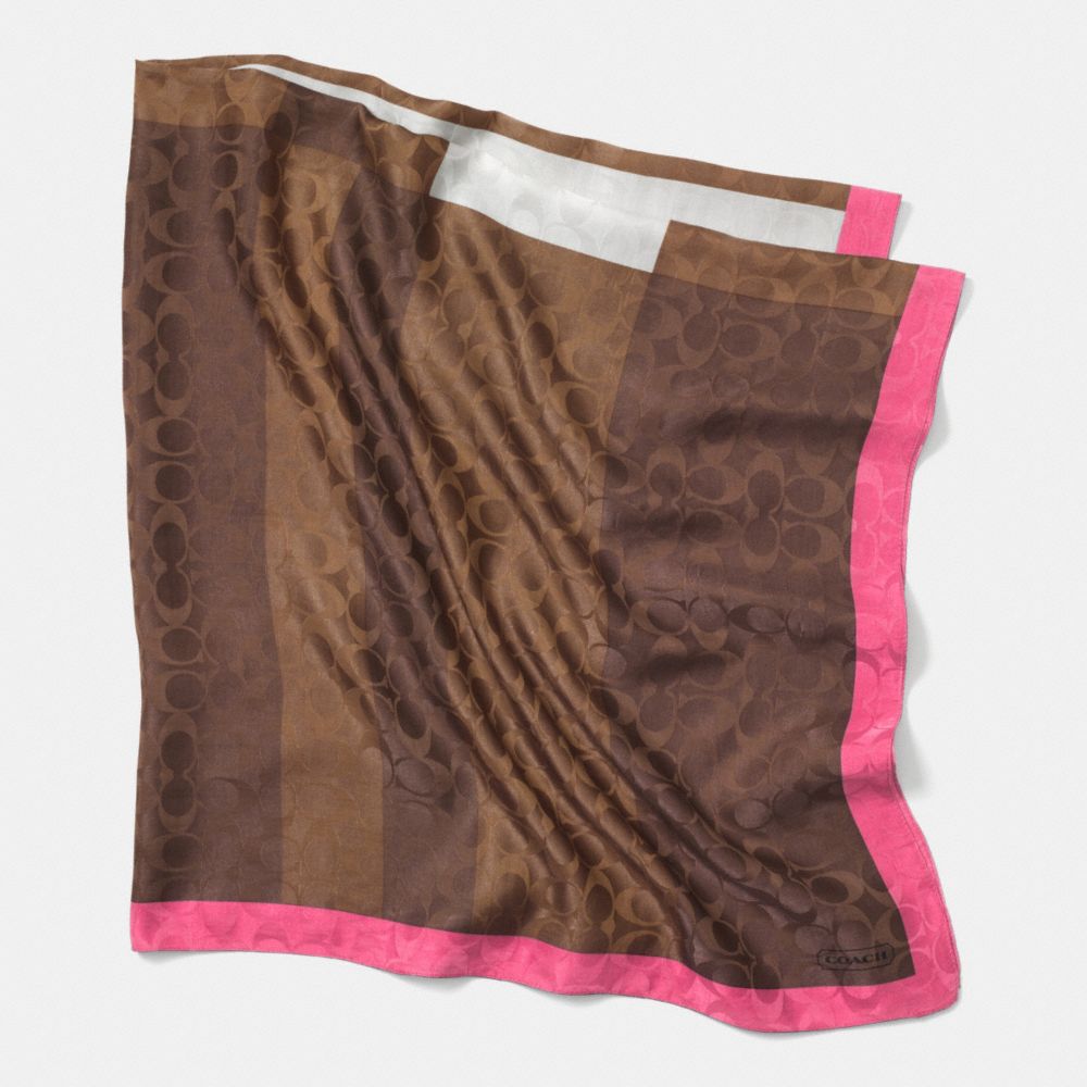 COACH COLORBLOCK INTARSIA JACQUARD 44x44 SCARF -  BRINDLE/LOGANBERRY - f85051