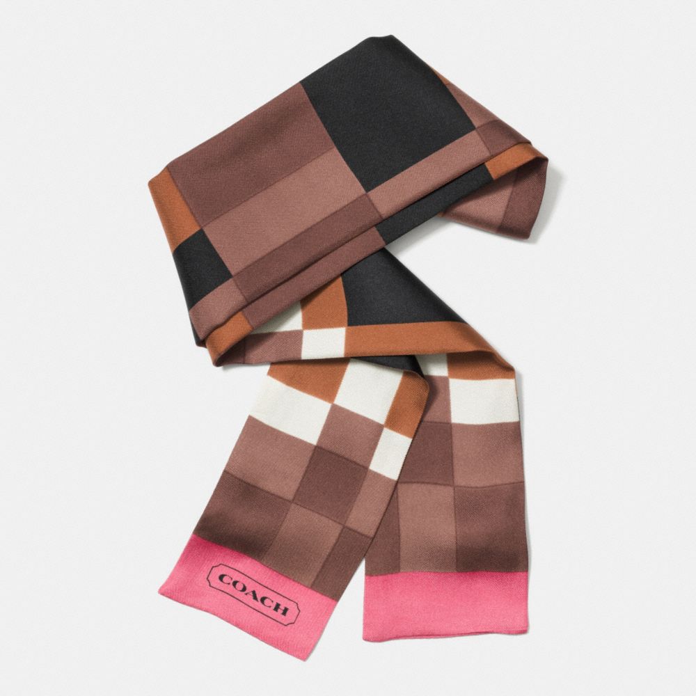 COACH F85055 Colorblock Intarsia Ponytail Scarf  BRINDLE/LOGANBERRY