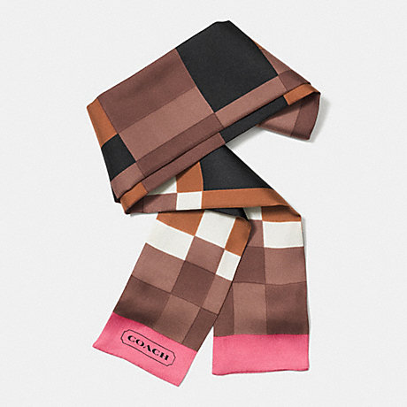 COACH f85055 COLORBLOCK INTARSIA PONYTAIL SCARF  BRINDLE/LOGANBERRY