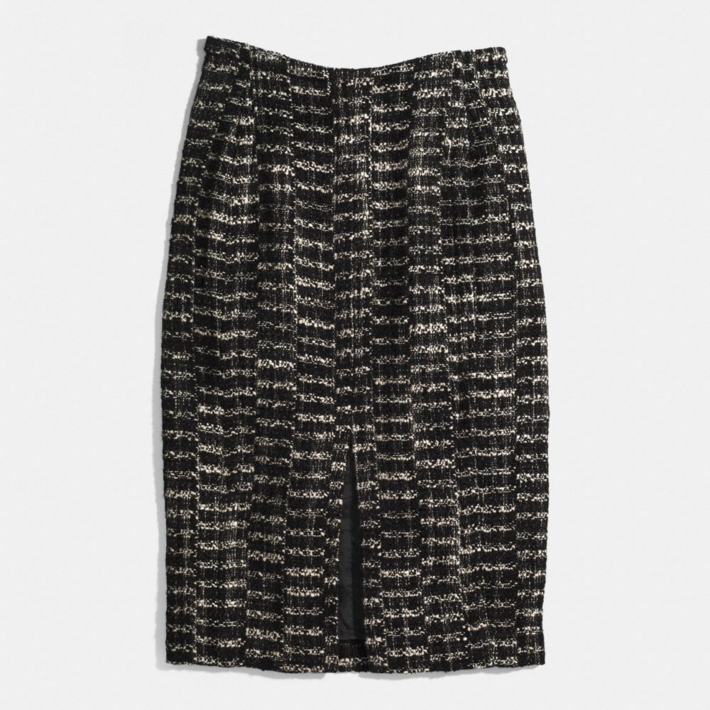 COACH F85060 Tweed Split Front Skirt MILK