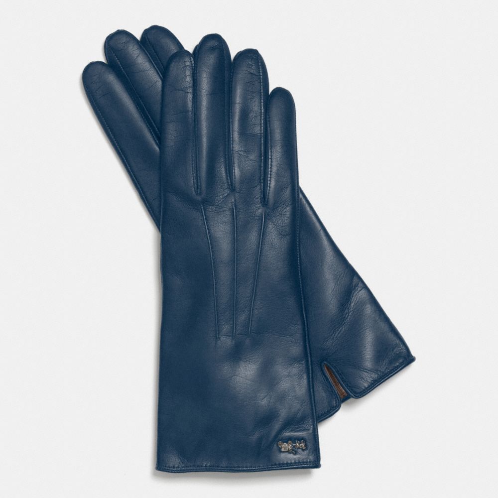 COACH f85066 LEATHER BASIC GLOVE  DENIM