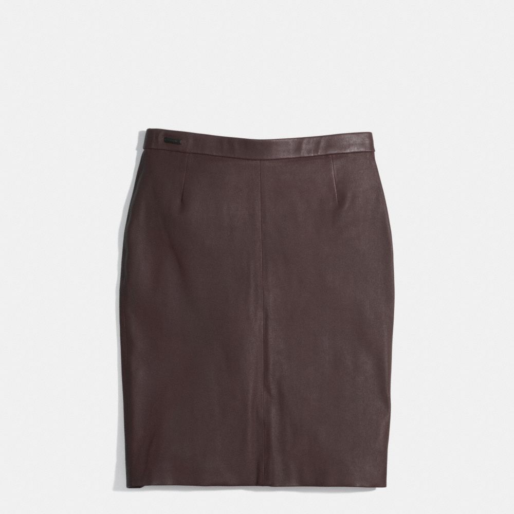 LEATHER PULL-ON SKIRT - BRICK - COACH F85067