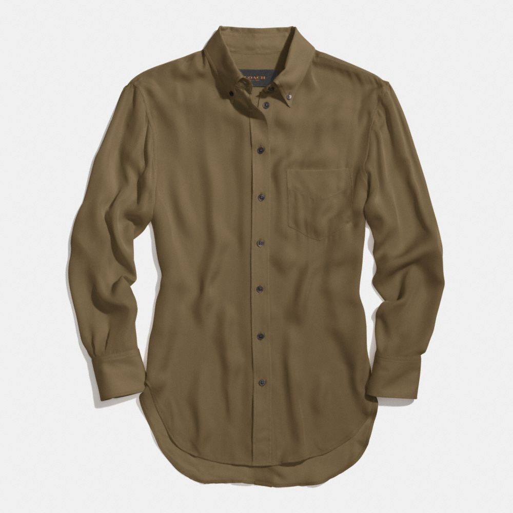 COACH F85070 Silk Boy Shirt OLIVE FATIGUE