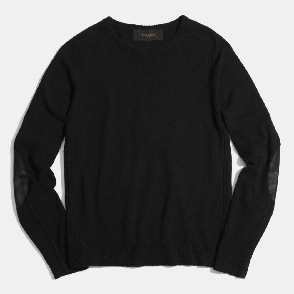 SOLID CAMEL HAIR  CREWNECK  SWEATER - BLACK - COACH F85104