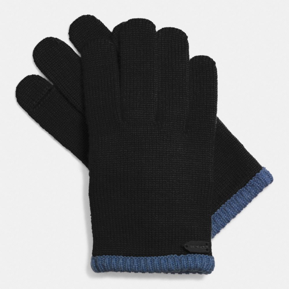 COACH COLORBLOCK KNIT GLOVE -  BLACK - f85123