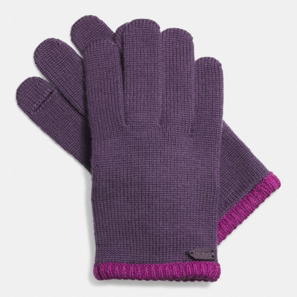 COACH F85123 Colorblock Knit Glove  IRIS