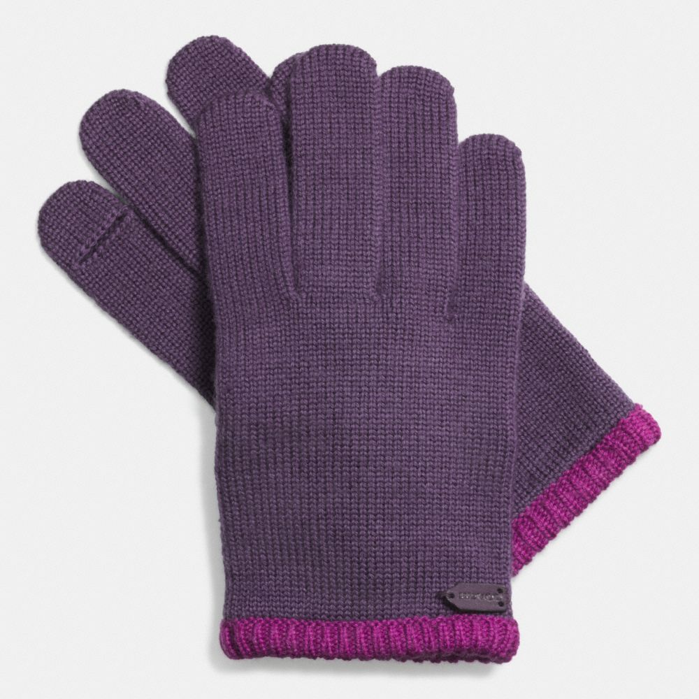 COACH COLORBLOCK KNIT GLOVE -  IRIS - f85123