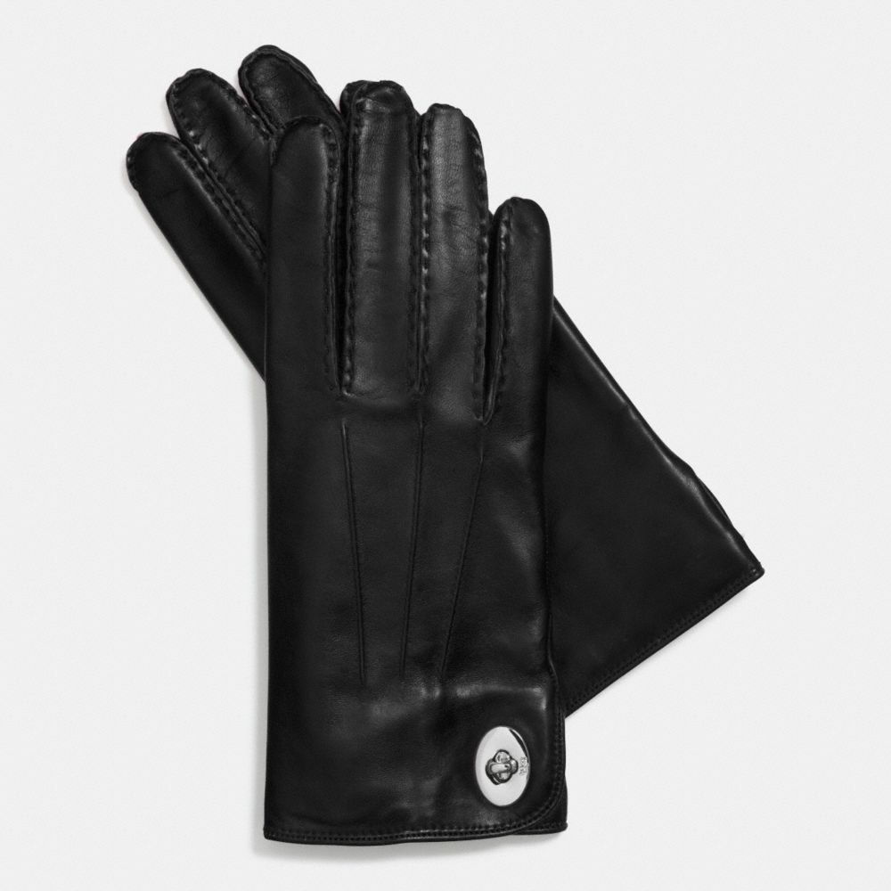 COACH F85124 Leather Turnlock Glove  BLACK