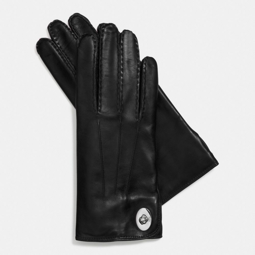 COACH F85124 - LEATHER TURNLOCK GLOVE  BLACK