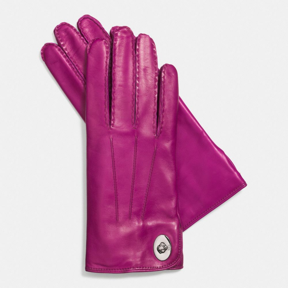 COACH f85124 LEATHER TURNLOCK GLOVE  FUCHSIA