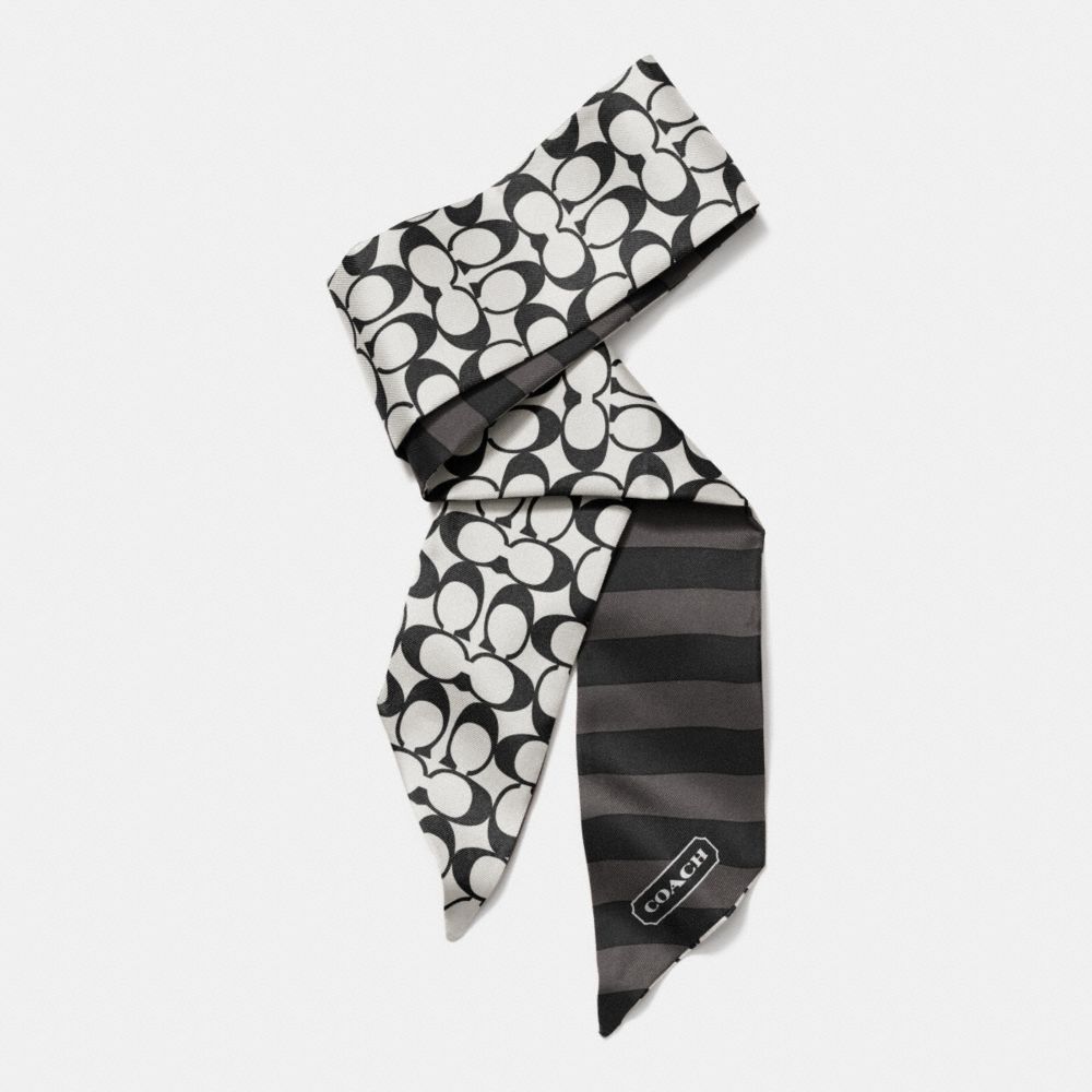 COACH SIGNATURE C PONYTAIL SCARF -  BLACK WHITE/BLACK - f85126