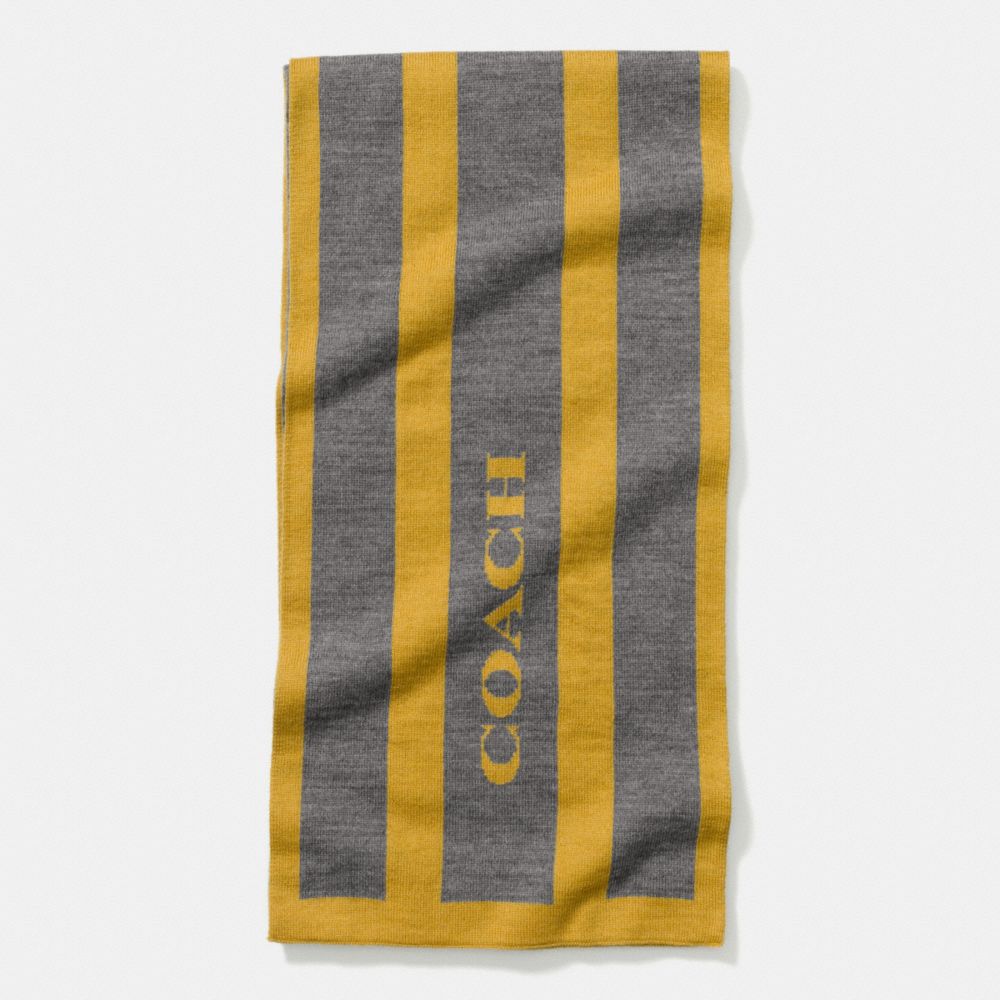 COACH STRIPED SIGNATURE JACQUARD KNIT SCARF - YELLOW/GRAY - F85132