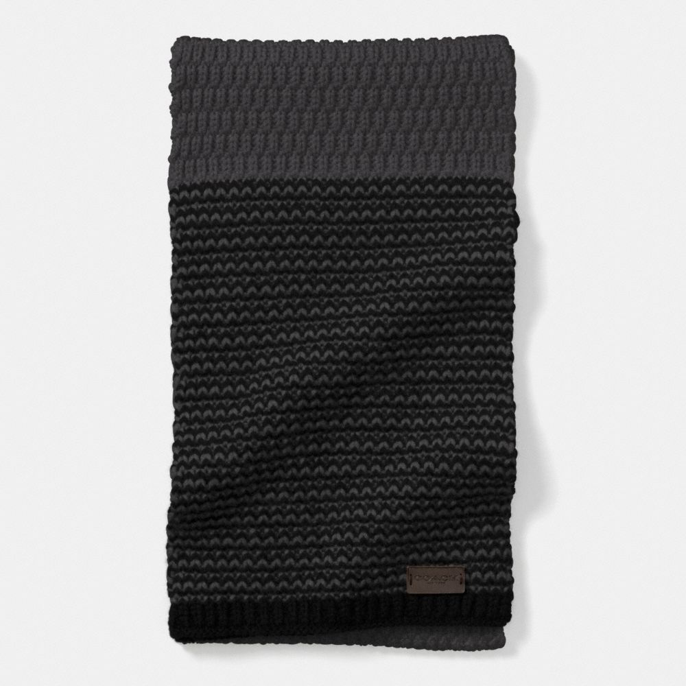 CHECK KNIT SCARF - CHARCOAL/BLACK - COACH F85133