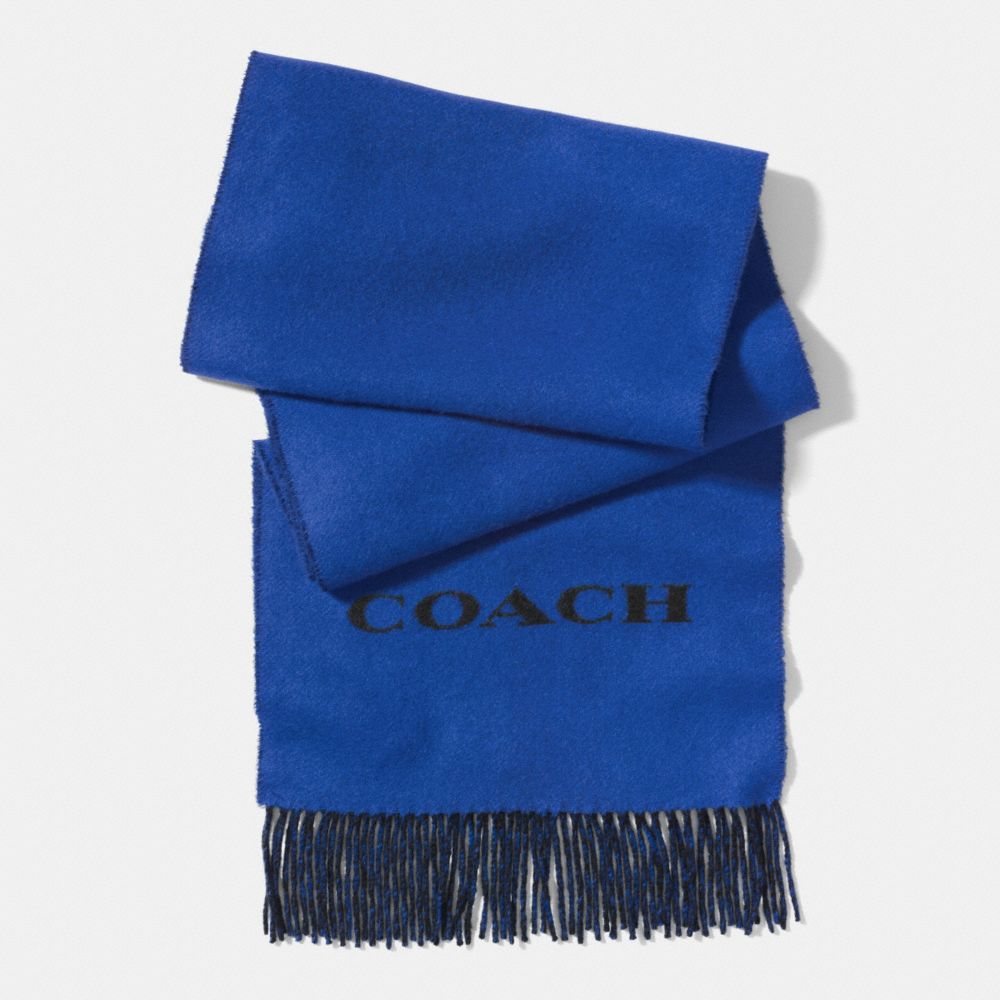 COACH f85134 BICOLOR CASHMERE BLEND WOVEN SCARF COBALT/GREY